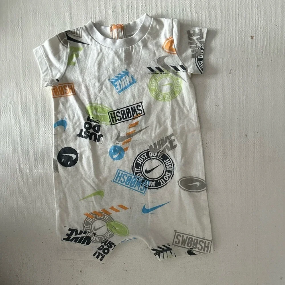 Nike White Romper with Colorful Graphic Print